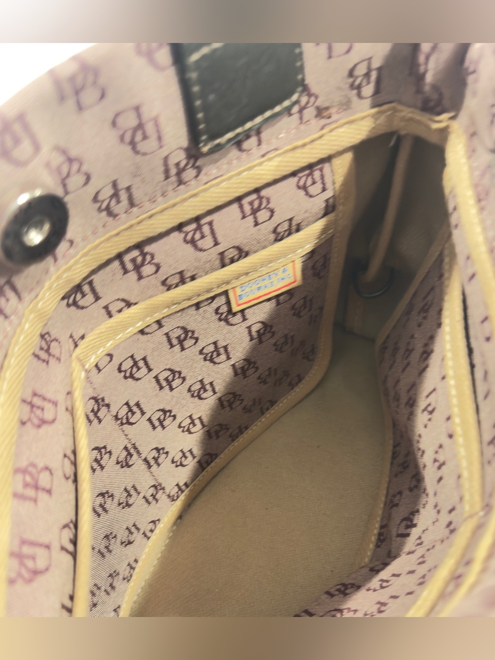 Dooney & Bourke Tassel Tote Bag Purple Signature Canvas Brown Leather - Picture 11 of 11